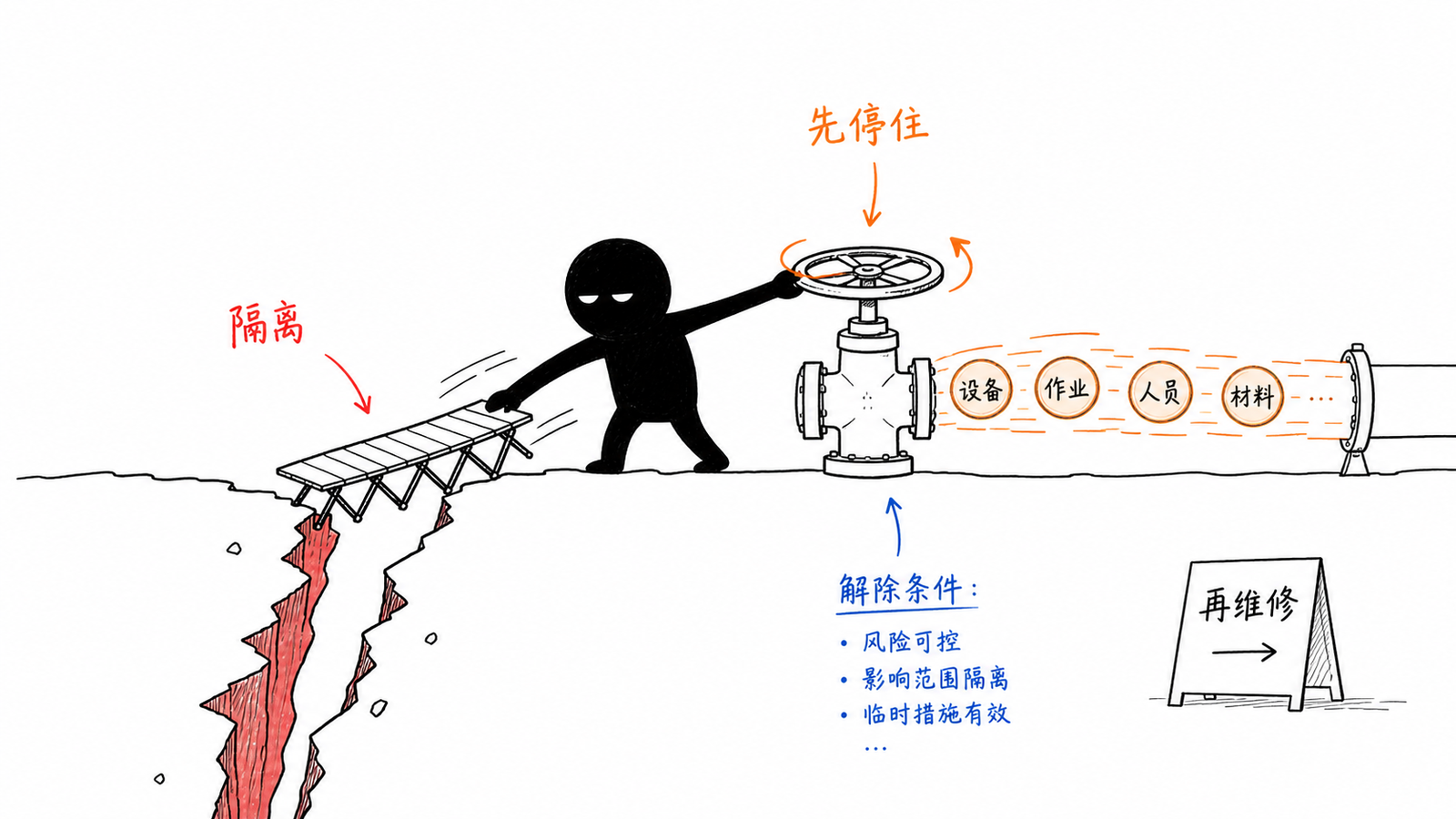 游乐设施整改前先隔离控制现场手绘图