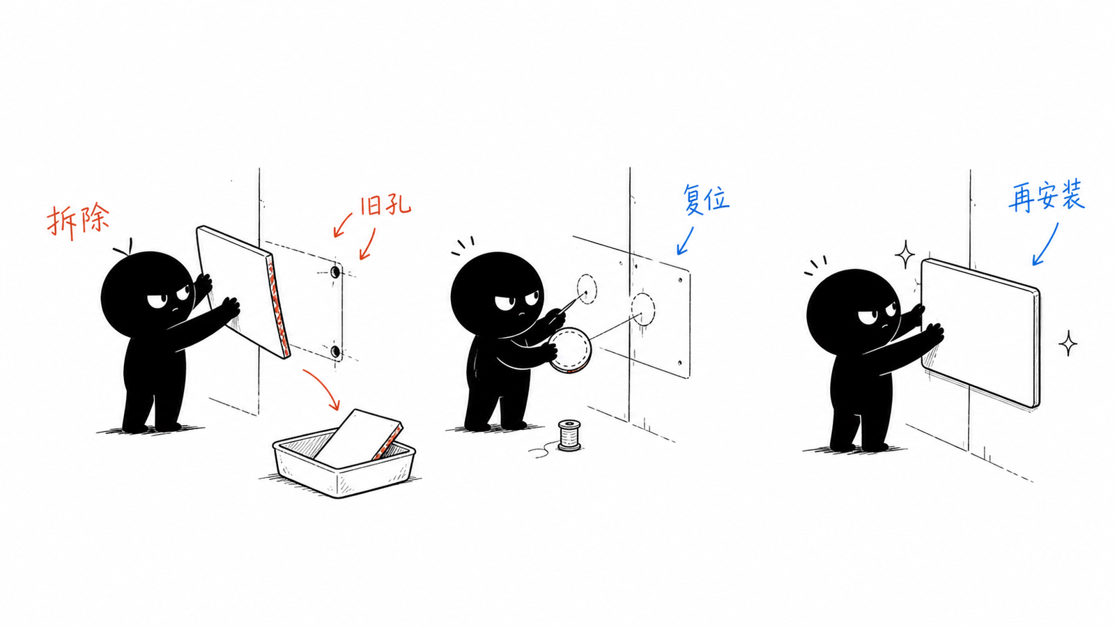 更换游乐标牌后旧孔位修复手绘图