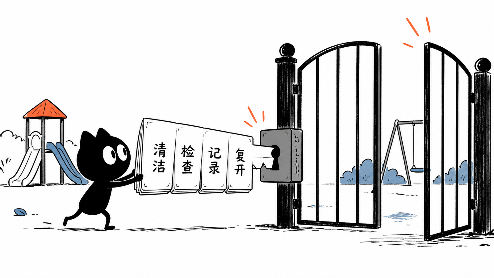 清洁检查记录与复开条件组成钥匙手绘图