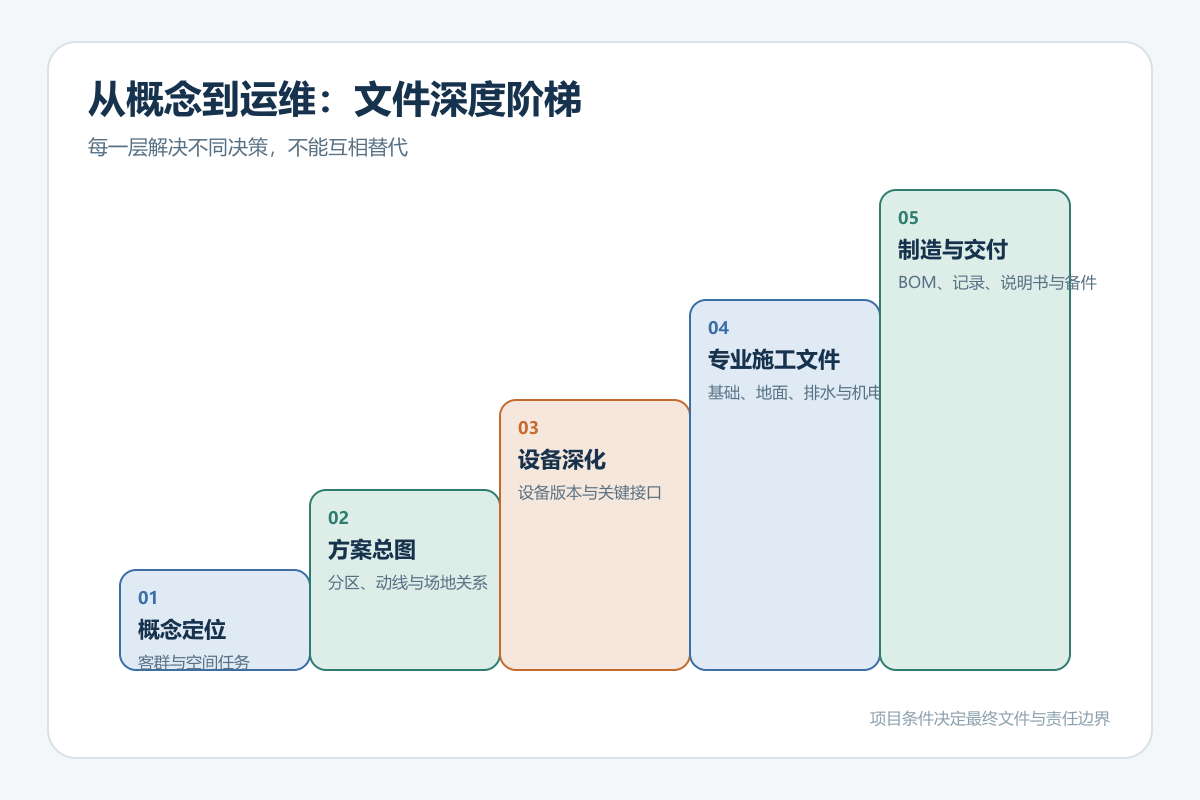 无动力游乐设施从概念方案到运维资料的文件深度阶梯