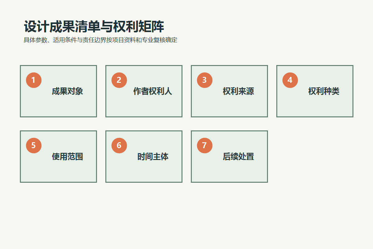 定制游乐设备作品清单与权利人、来源、权利种类、使用范围和后续处置矩阵