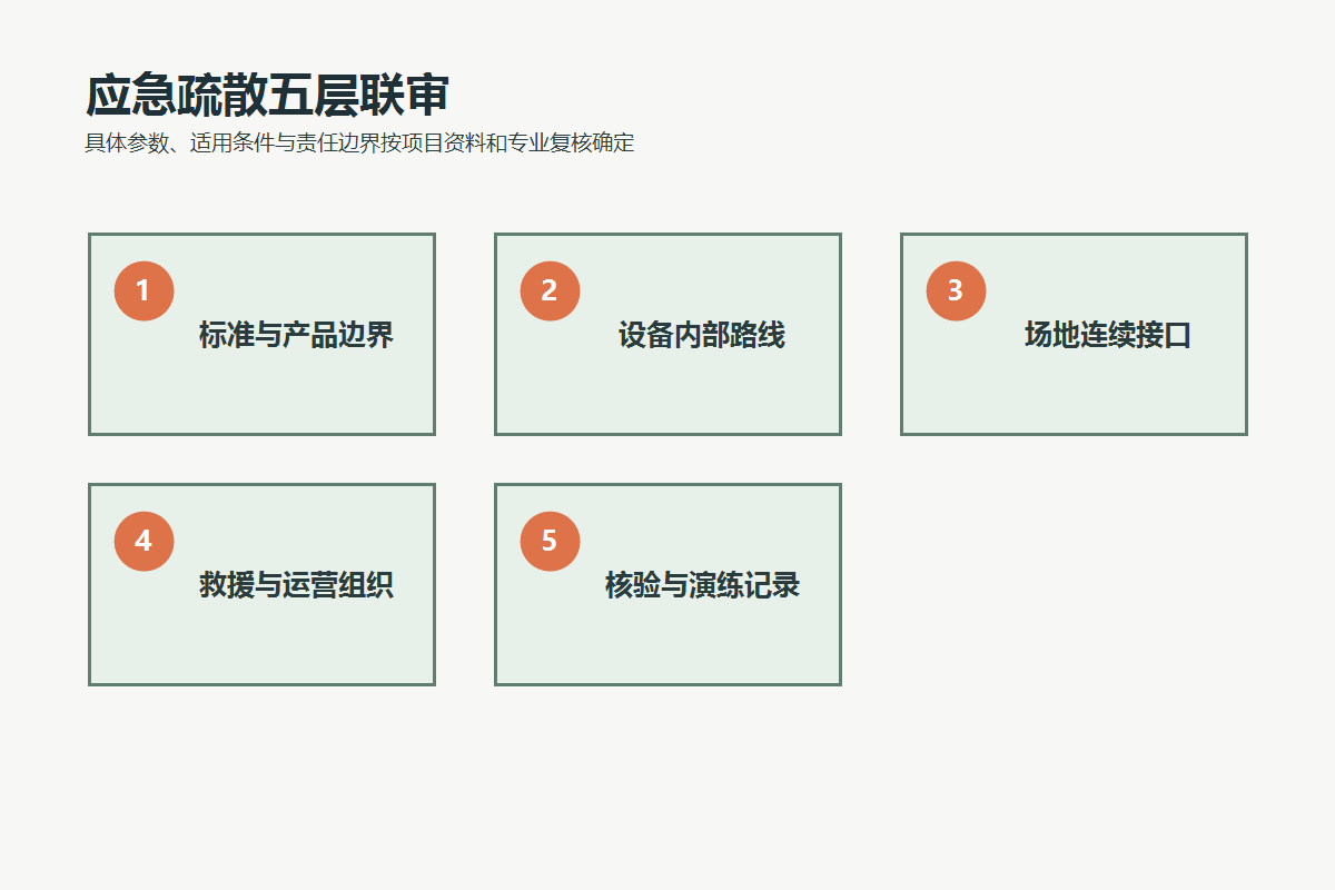 组合游乐设施应急疏散的标准边界、内部路线、场地接口、救援组织和验证记录五层联审
