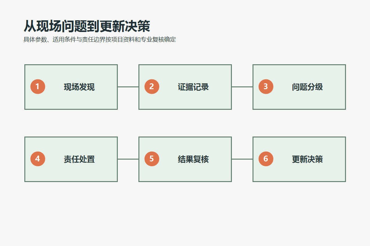 从现场发现、证据记录、问题分级到处置复核和更新决策的后评估闭环