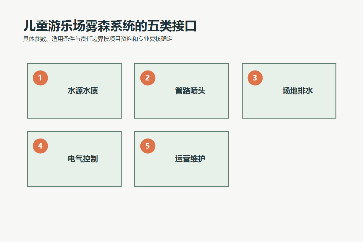 儿童游乐场雾森系统的水源、喷头、排水、电气和运维五类接口