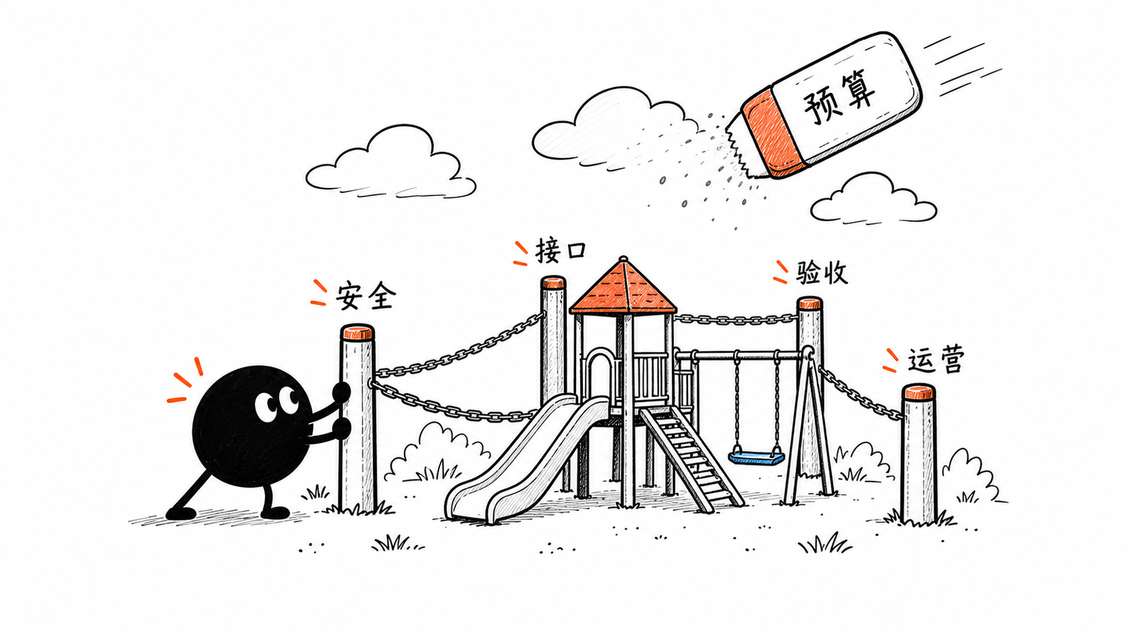 小黑用四根桩撑住预算削减中的项目底盘