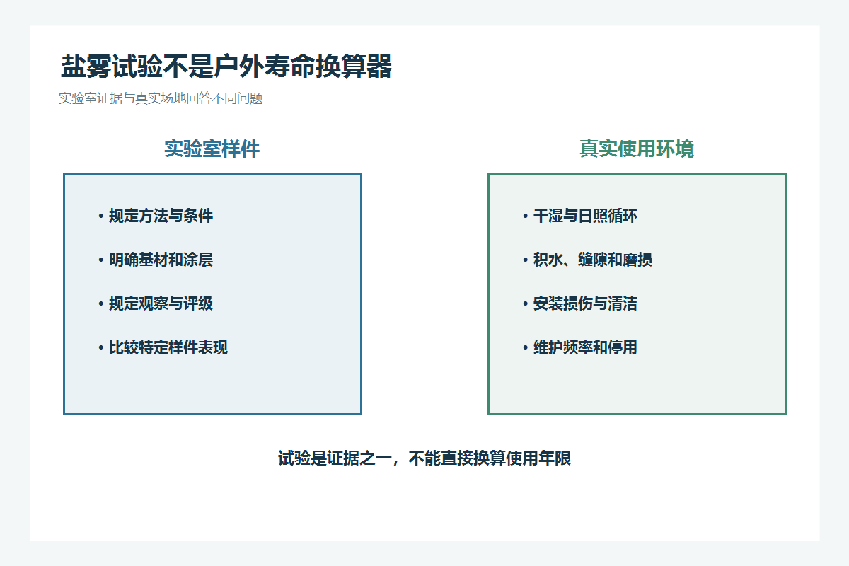 盐雾试验与真实使用寿命不可直接换算的对比图