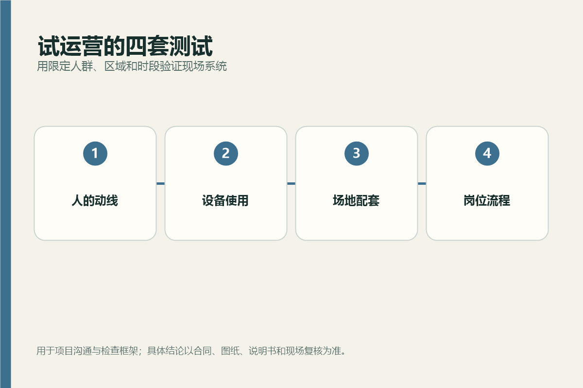 无动力乐园试运营的人、设备、场地和岗位流程四套测试